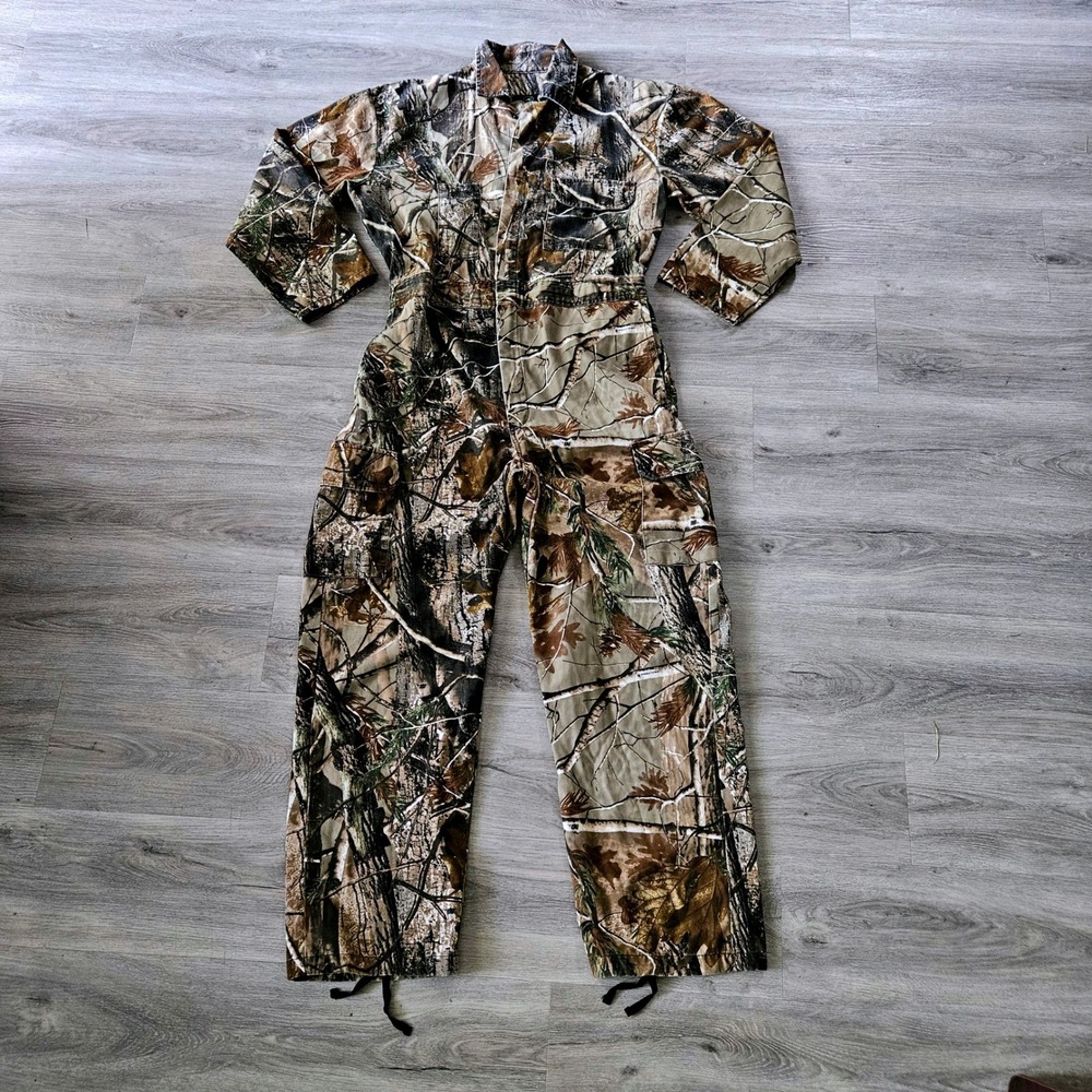 Realtree AP Camo Full Zip Hunting Coveralls Jumpsuit Mens Brown Tan 22x29